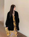 Moon Serenade Black mink coat on model, front view