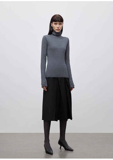 "Moonlight Essence" Machine Washable 48S Wool Pile Collar Bottoming Shirt Slim Fit Inner Knitted Sweater for Women - variant_title