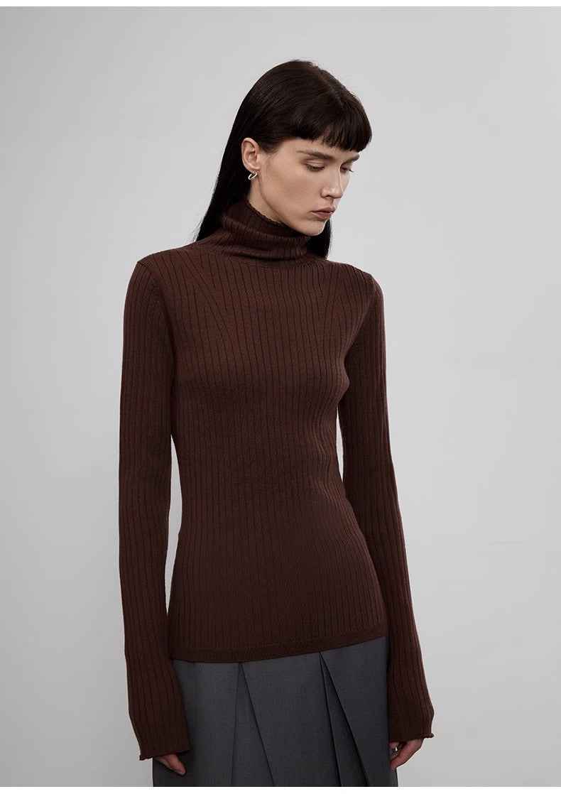 "Moonlight Essence" Machine Washable 48S Wool Pile Collar Bottoming Shirt Slim Fit Inner Knitted Sweater for Women - variant_title