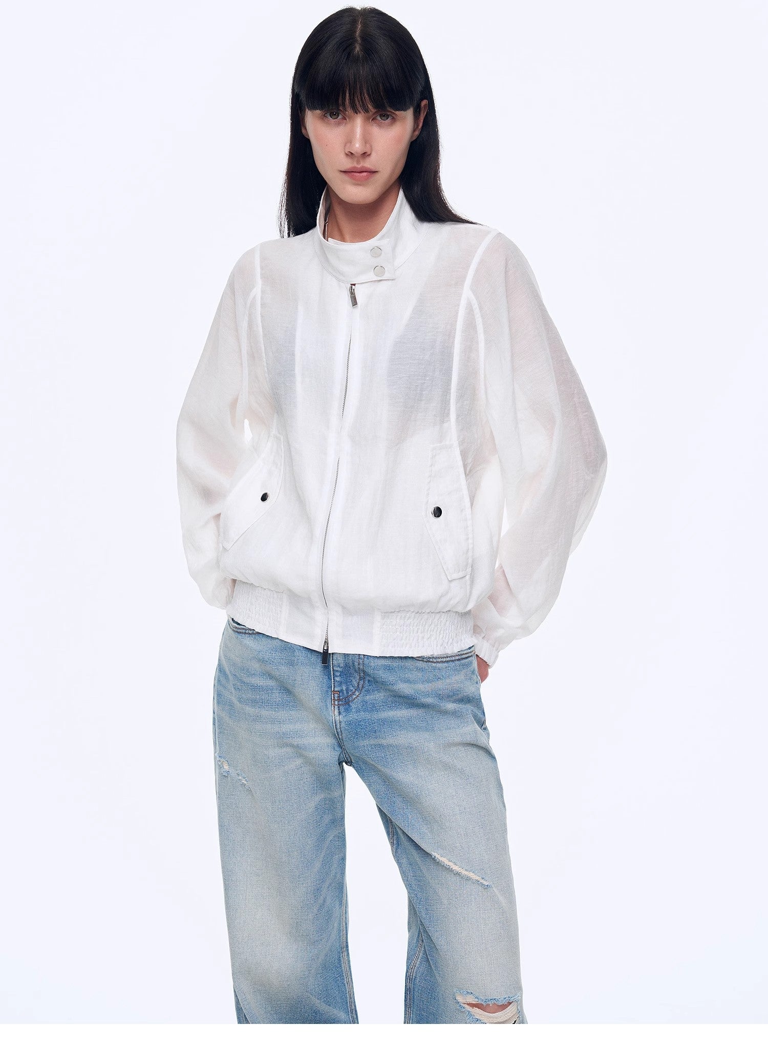 "Moonlight Whisper" lightweight outdoor half - stand collar raglan sleeve jacket - variant_title