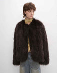 Morning Mist Manor Urban Chic Chicken Heart Collar Drop Shoulder Fox Fur Coat - variant_title