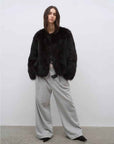 Morning Mist Manor Urban Chic Chicken Heart Collar Drop Shoulder Fox Fur Coat - variant_title