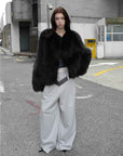 Morning Mist Manor Urban Chic Chicken Heart Collar Drop Shoulder Fox Fur Coat - variant_title