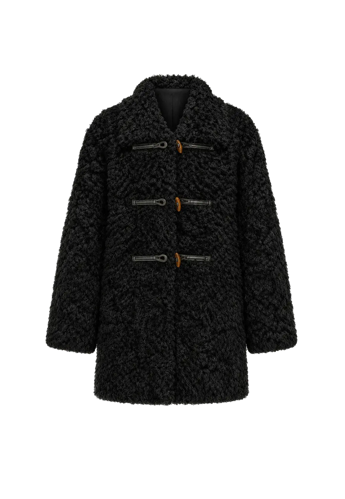 Moro Garden black water ripple sheepskin wool coat product cutout