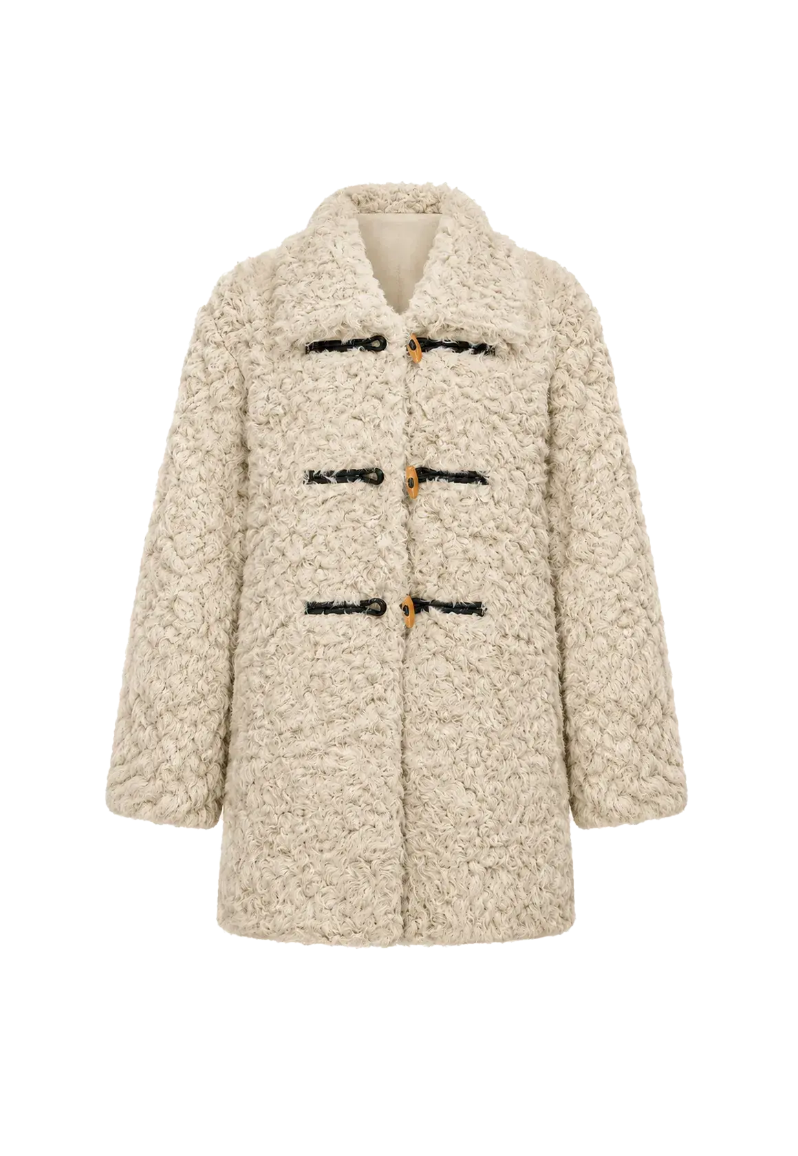 Moro Garden coconut milk ash water ripple sheepskin coat product cutout