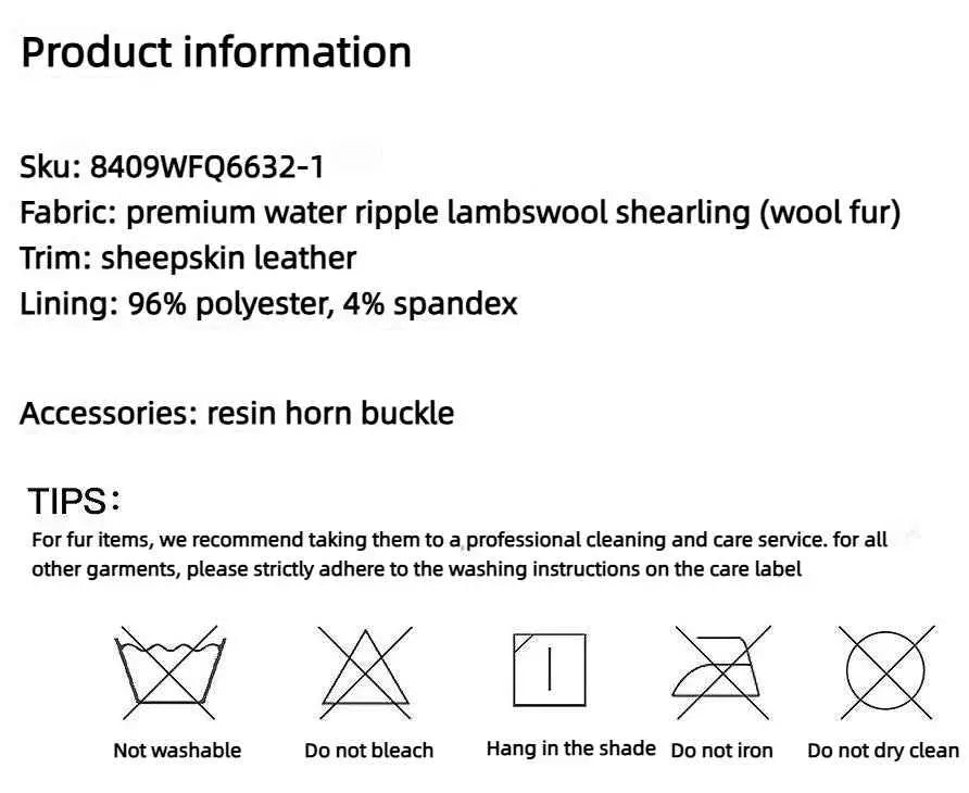 Moro Garden water ripple sheepskin coat materials and care information