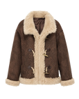 Firelady Fur Women's Shearling Coat | Merino Wool & Curly Toca Trim, Imported Two-Tone Plush Shawl Collar“Galaxy Gala”