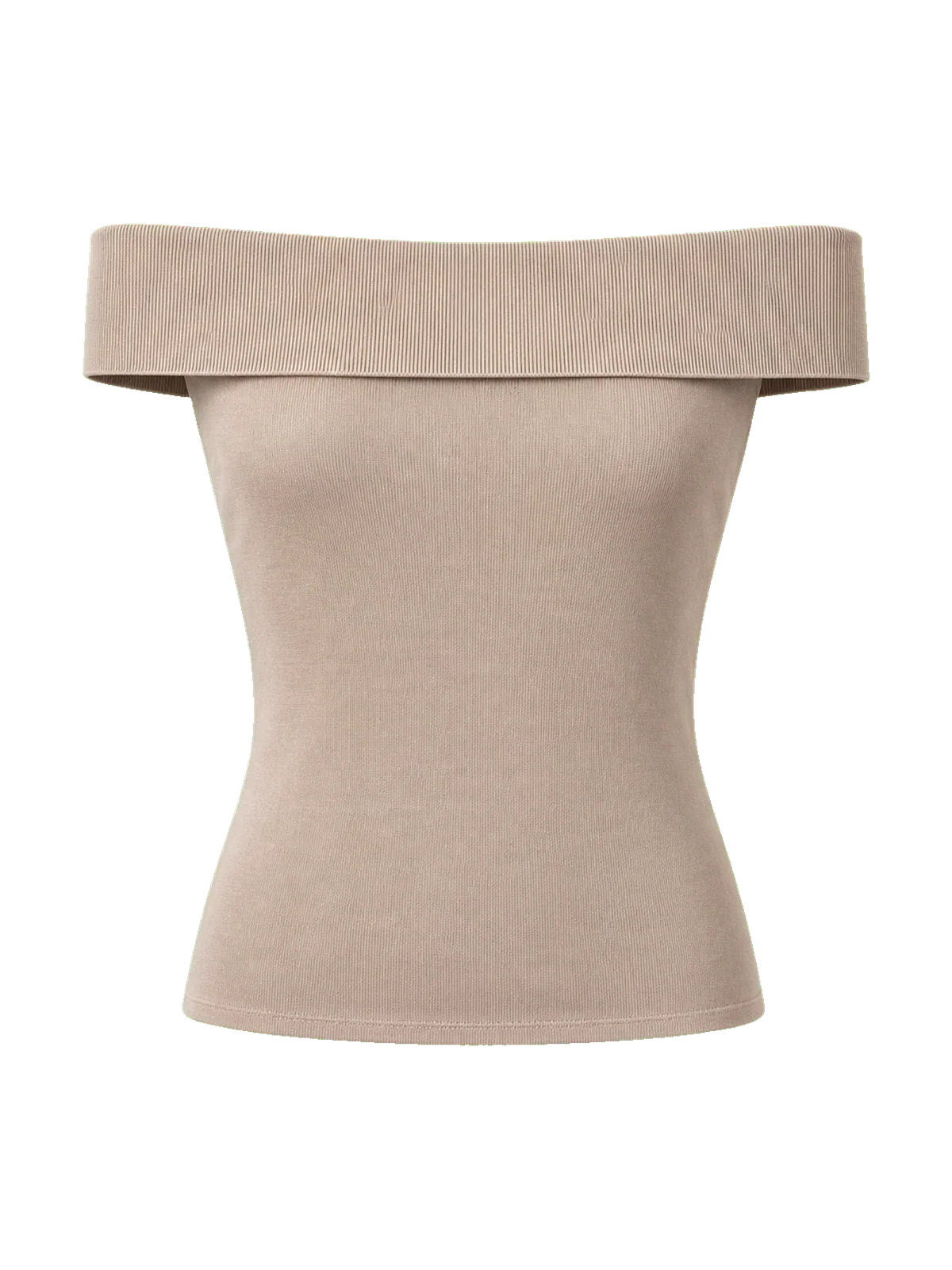Mulberry silk off-shoulder knitted summer top khaki product cutout