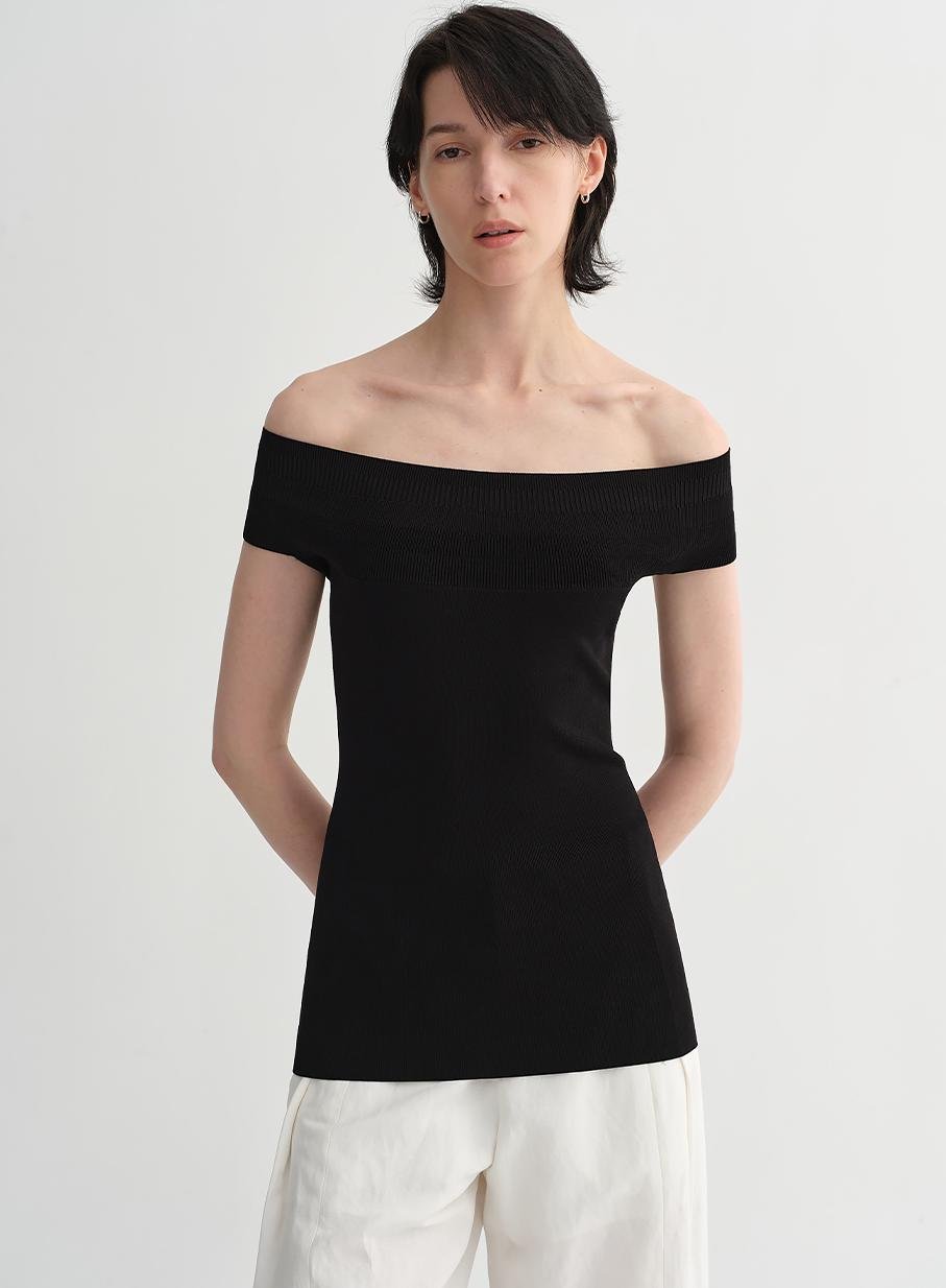 Mulberry silk blended one - shoulder strapless elegant multi - color knitted summer top T-shirt for women - variant_title