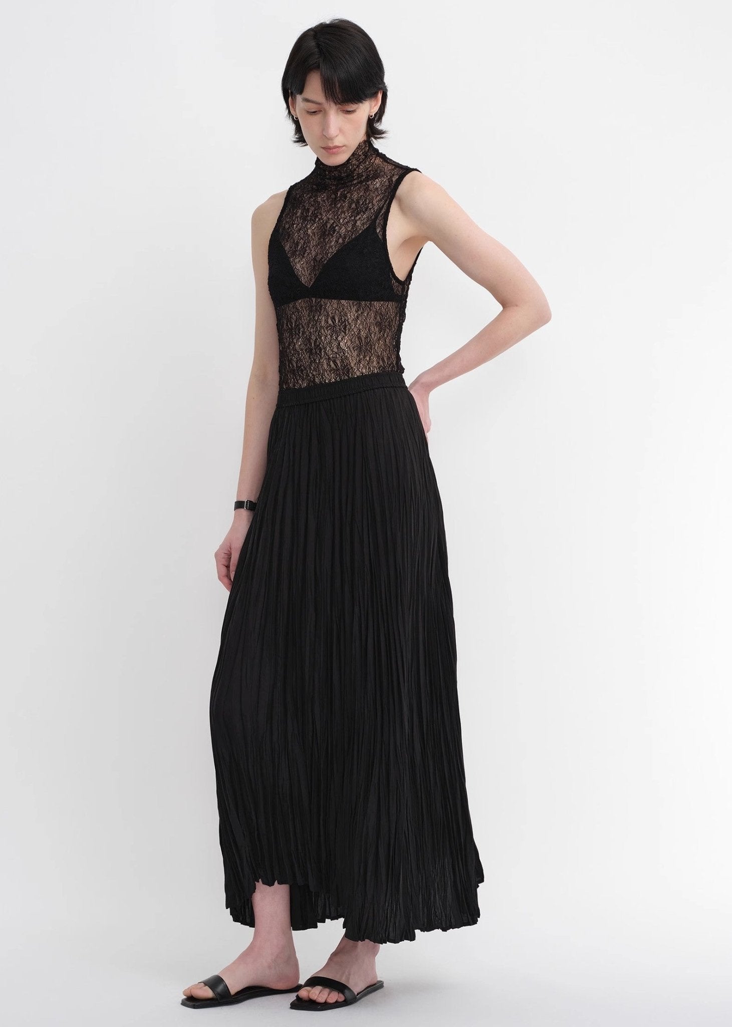 Mulberry silk custom pleated irregular hem skirt for women - variant_title