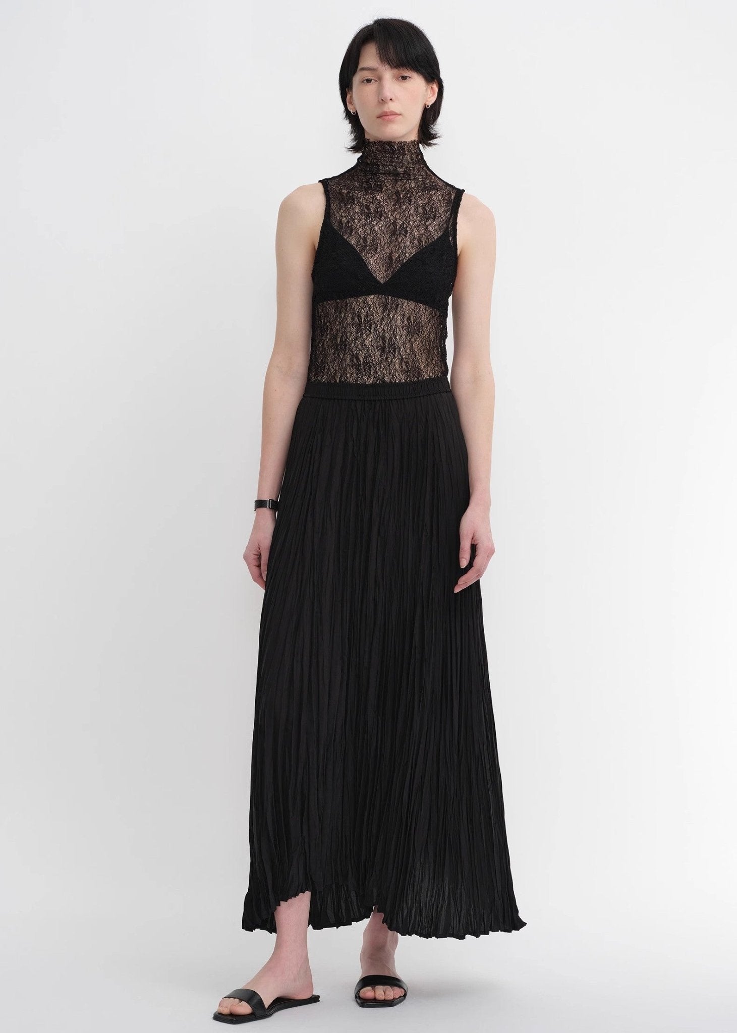 Mulberry silk custom pleated irregular hem skirt for women - variant_title