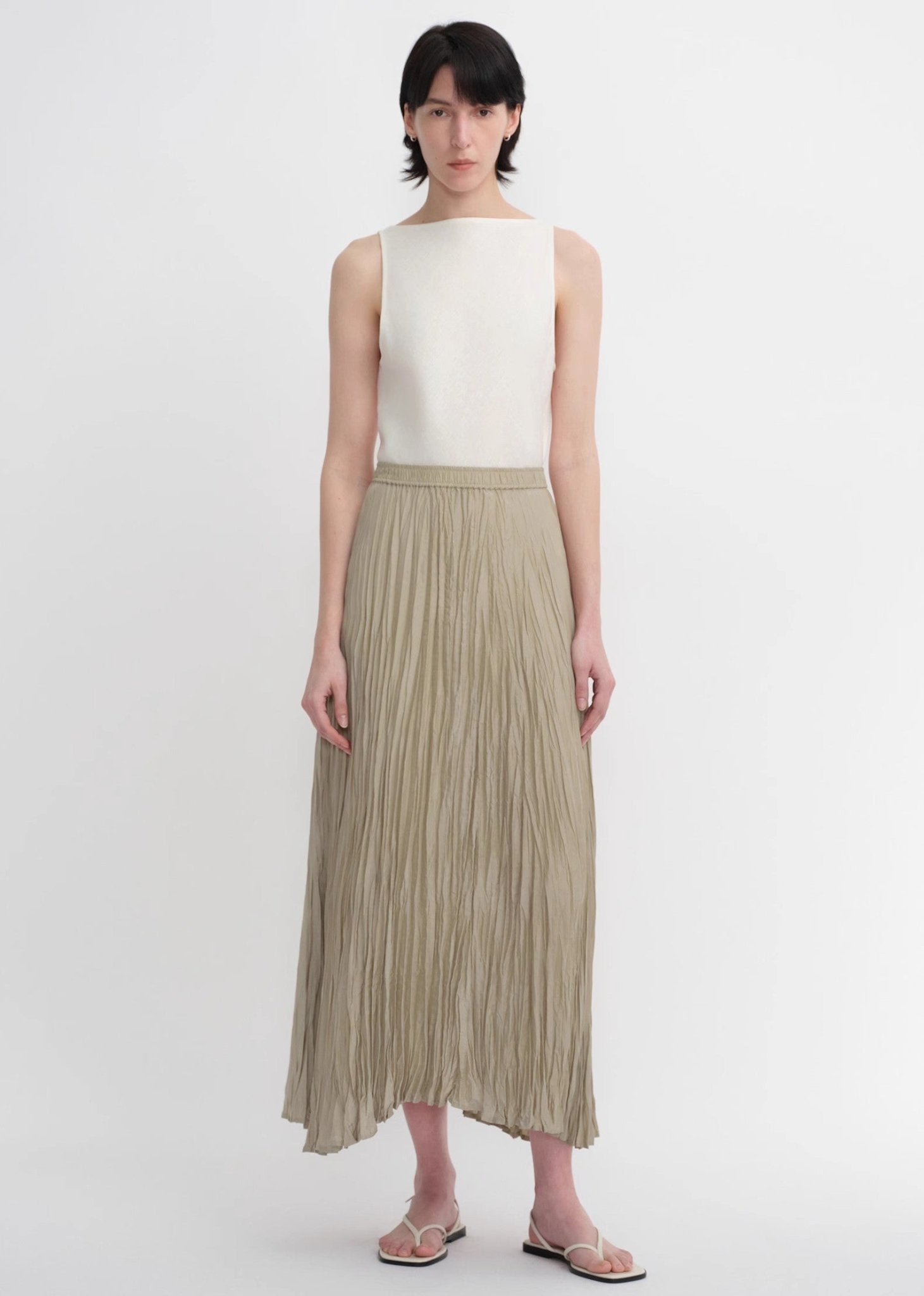 Mulberry silk custom pleated irregular hem skirt for women - variant_title