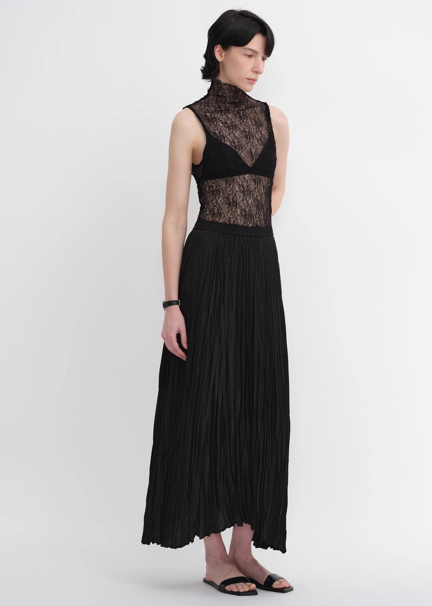 Mulberry silk custom pleated irregular hem skirt for women - variant_title