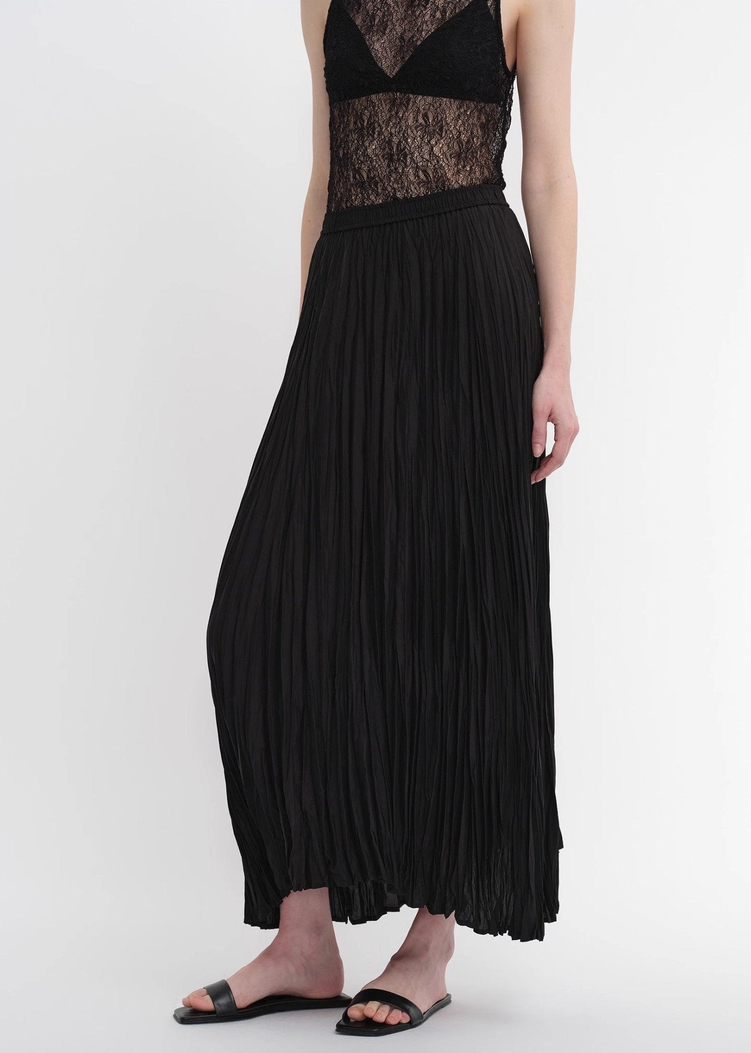 Mulberry silk custom pleated irregular hem skirt for women - variant_title