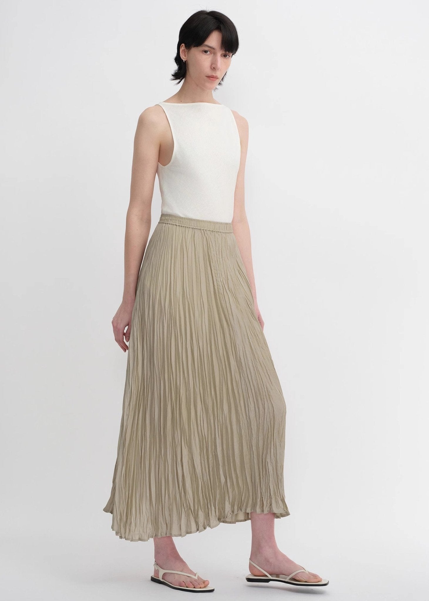 Mulberry silk custom pleated irregular hem skirt for women - variant_title