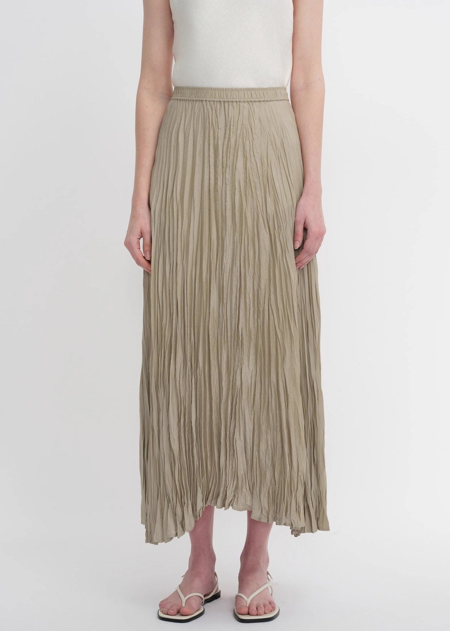 Mulberry silk custom pleated irregular hem skirt for women - variant_title
