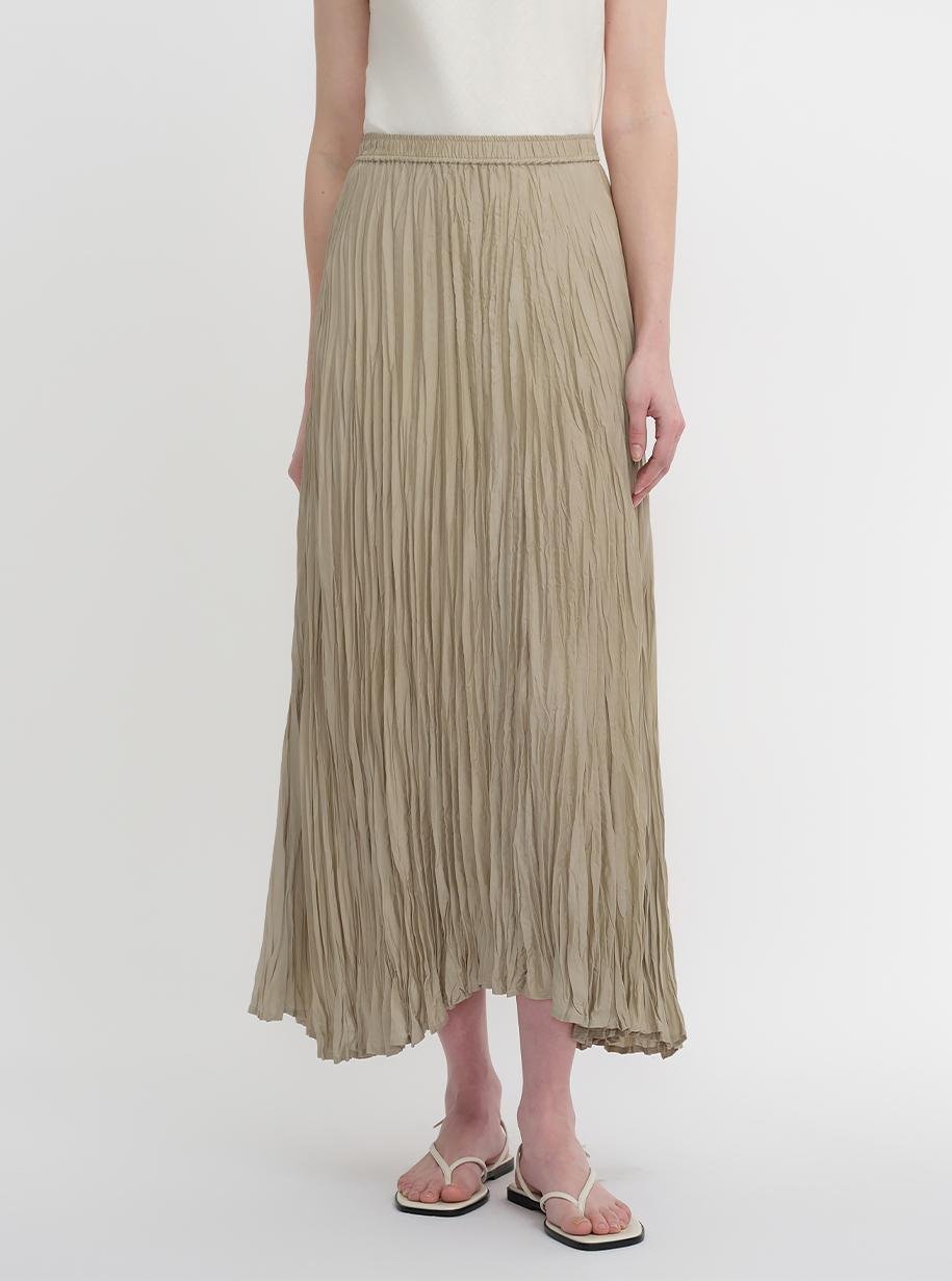 Mulberry silk custom pleated irregular hem skirt for women - variant_title
