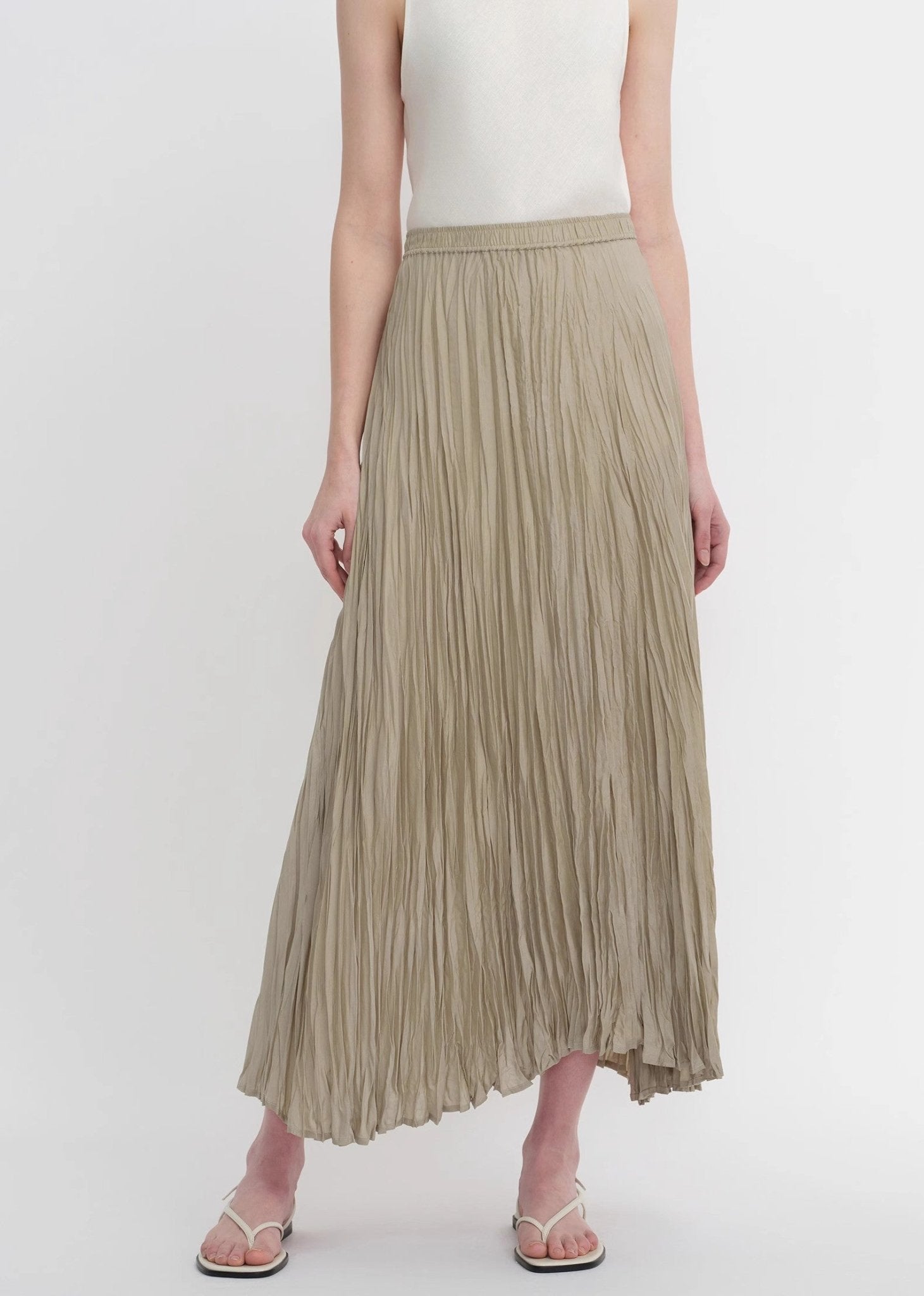 Mulberry silk custom pleated irregular hem skirt for women - variant_title