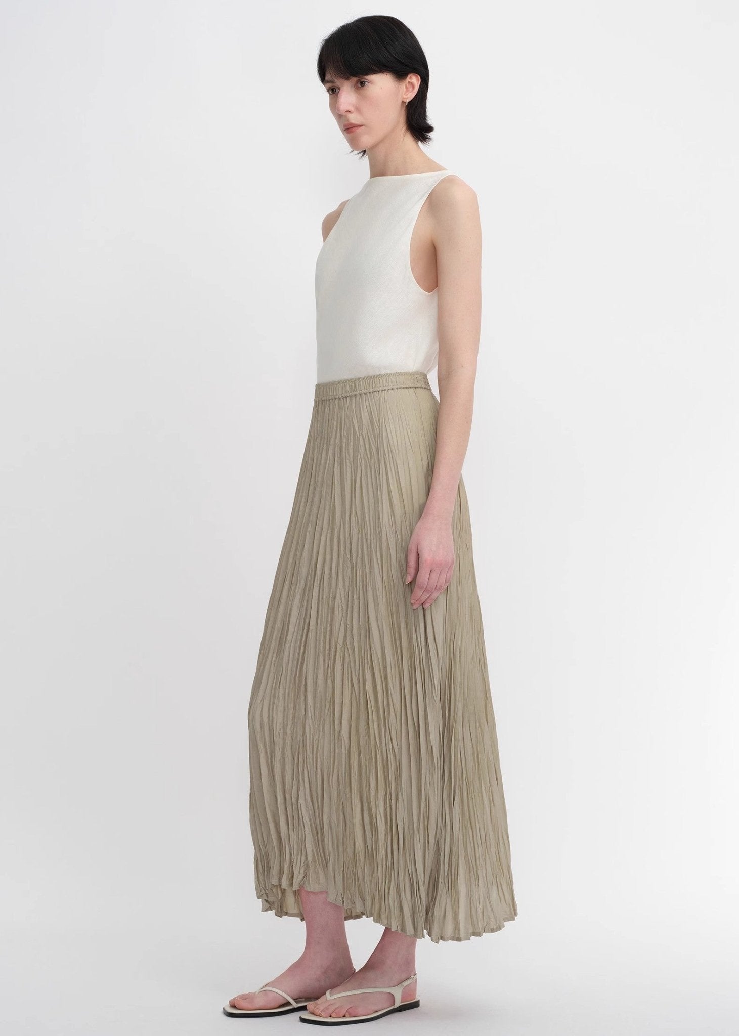 Mulberry silk custom pleated irregular hem skirt for women - variant_title