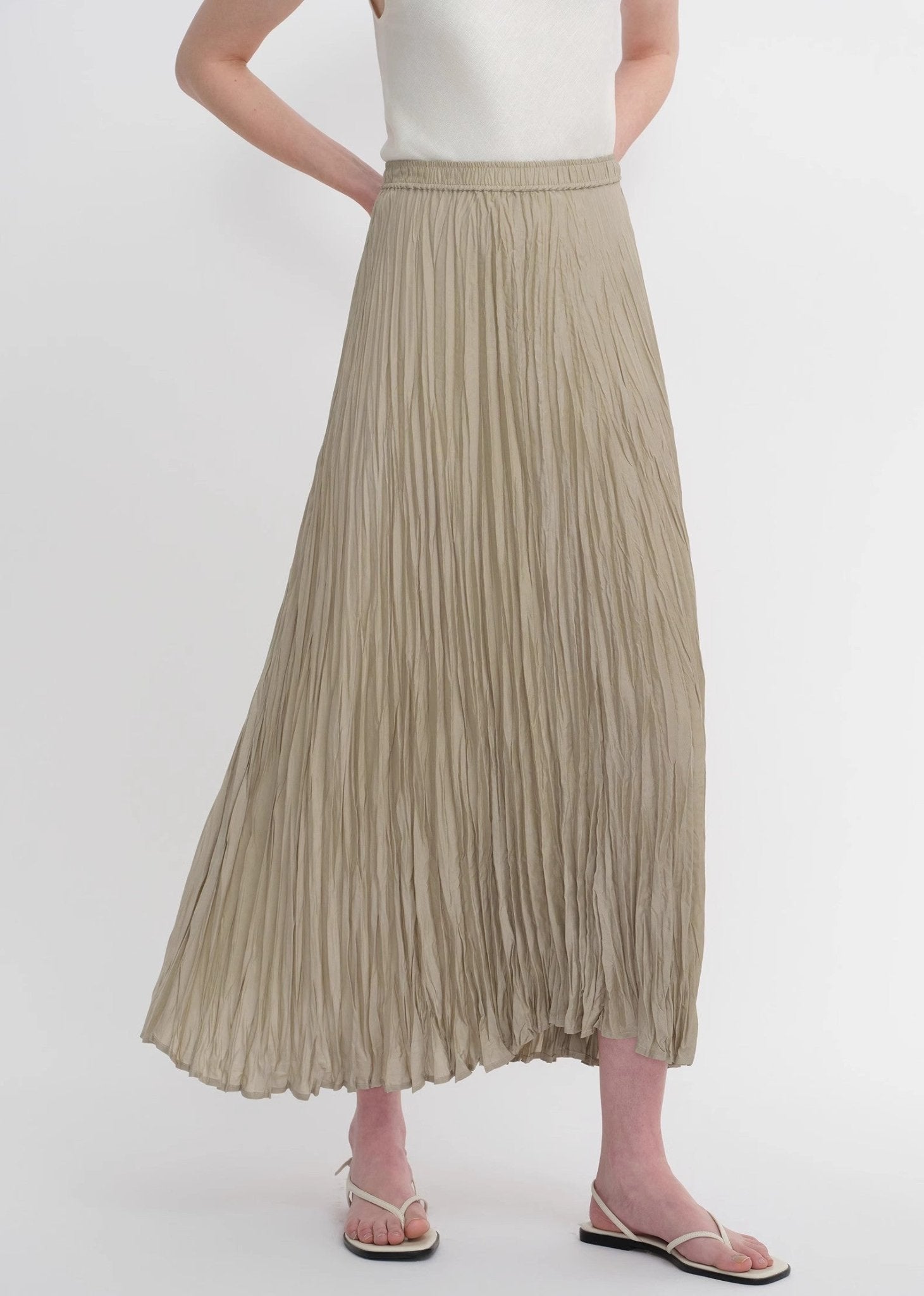 Mulberry silk custom pleated irregular hem skirt for women - variant_title