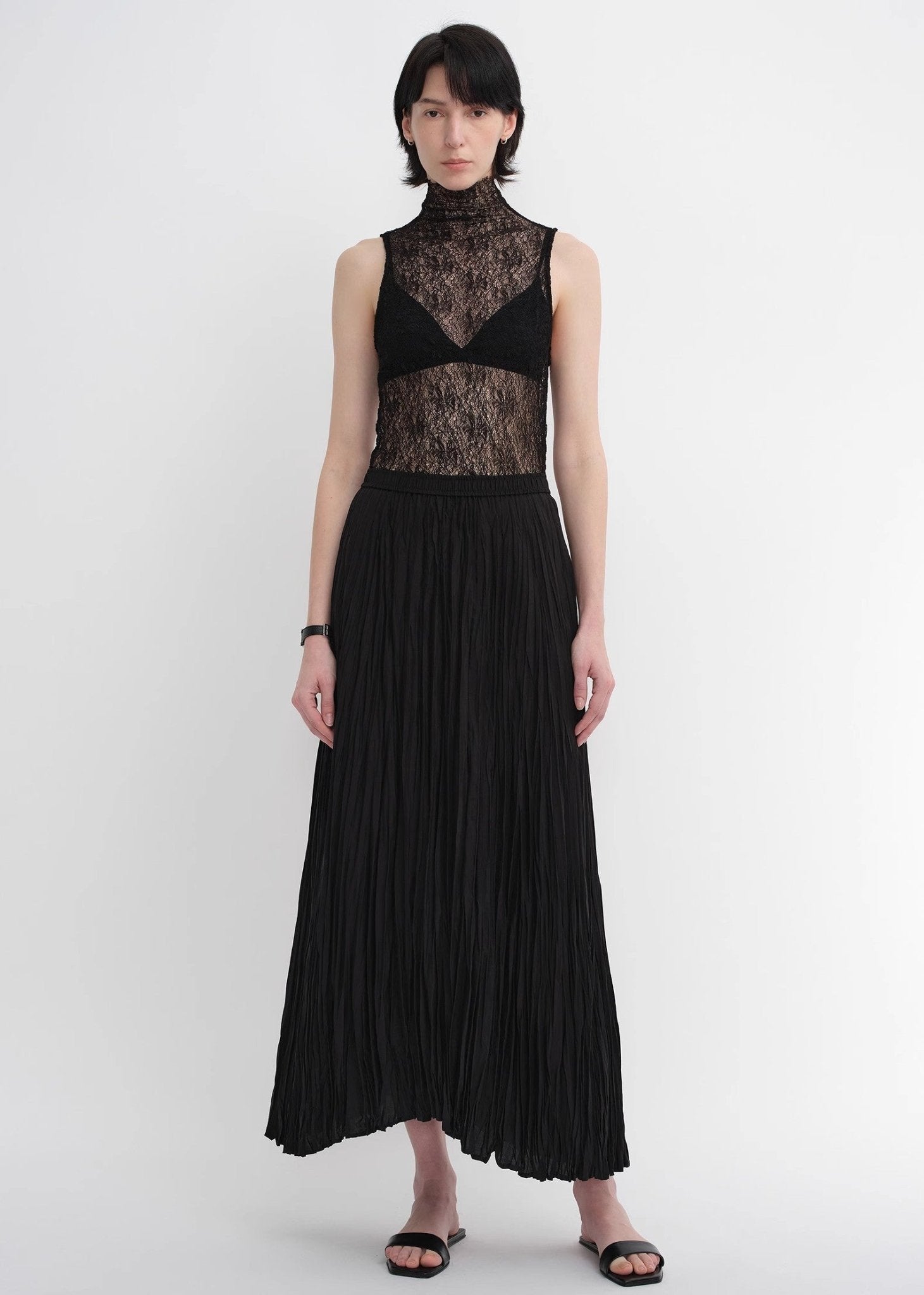 Mulberry silk custom pleated irregular hem skirt for women - variant_title