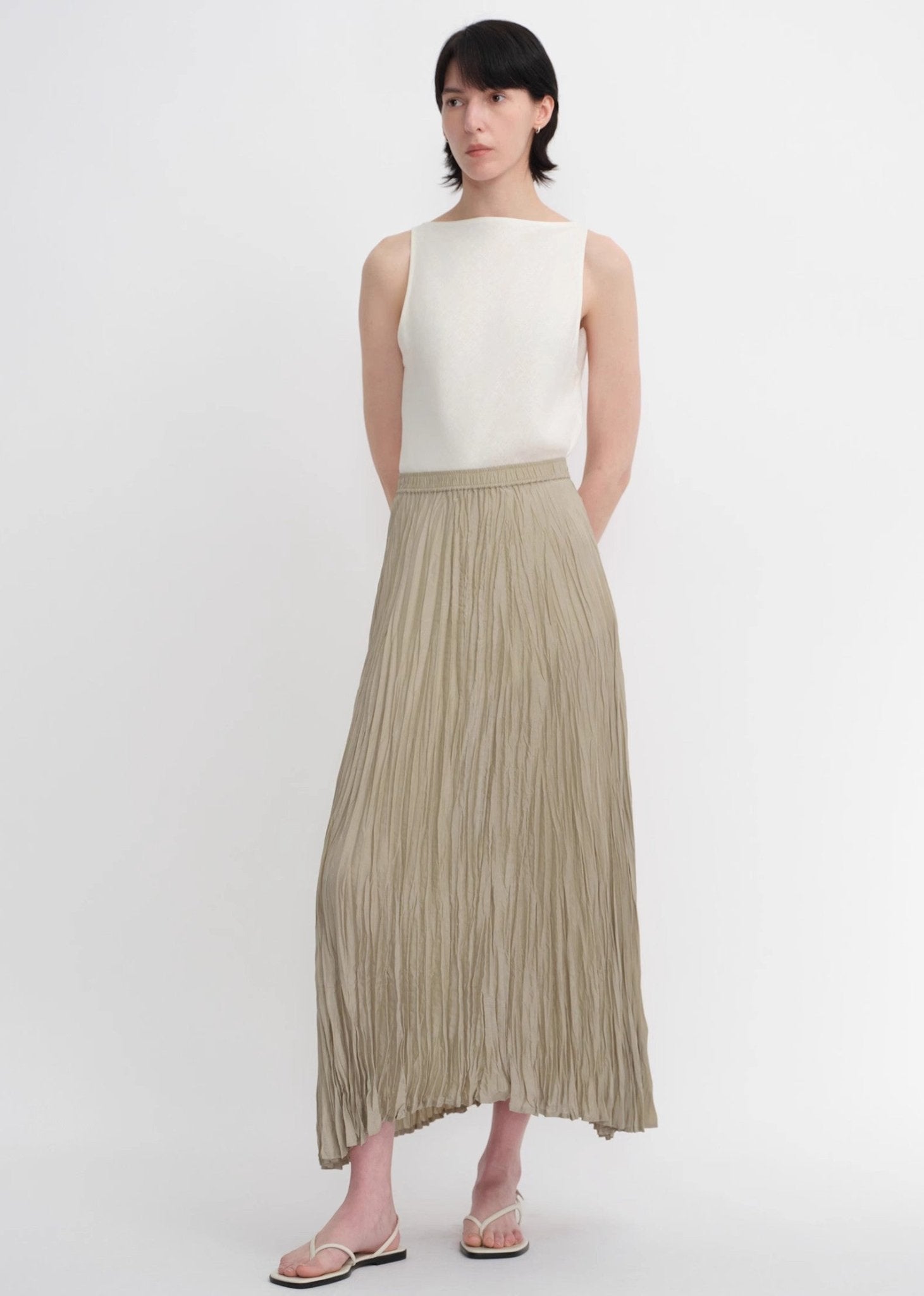 Mulberry silk custom pleated irregular hem skirt for women - variant_title