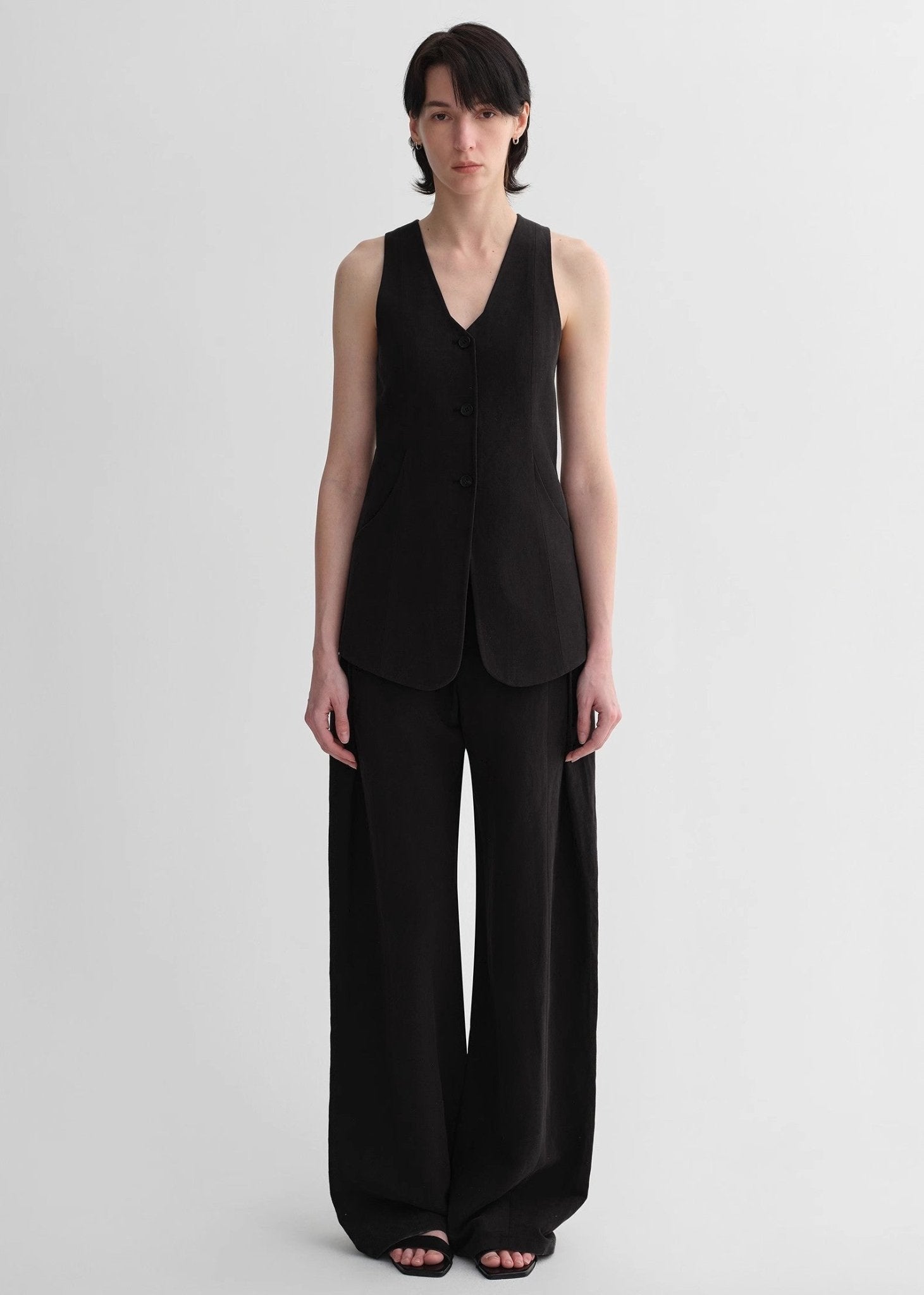 Mulberry silk linen V - neck vest summer suit for women - variant_title