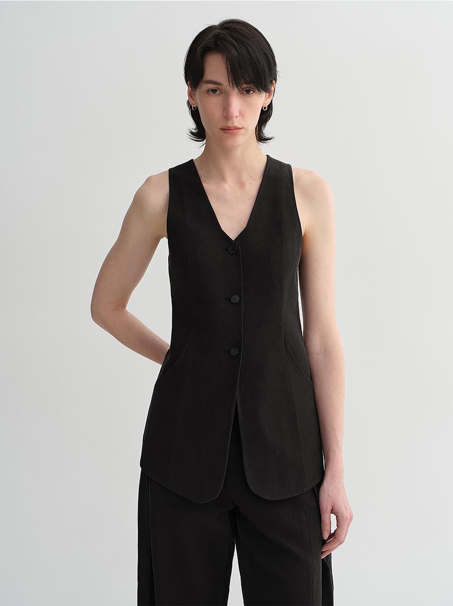 Mulberry silk linen V - neck vest summer suit for women - variant_title