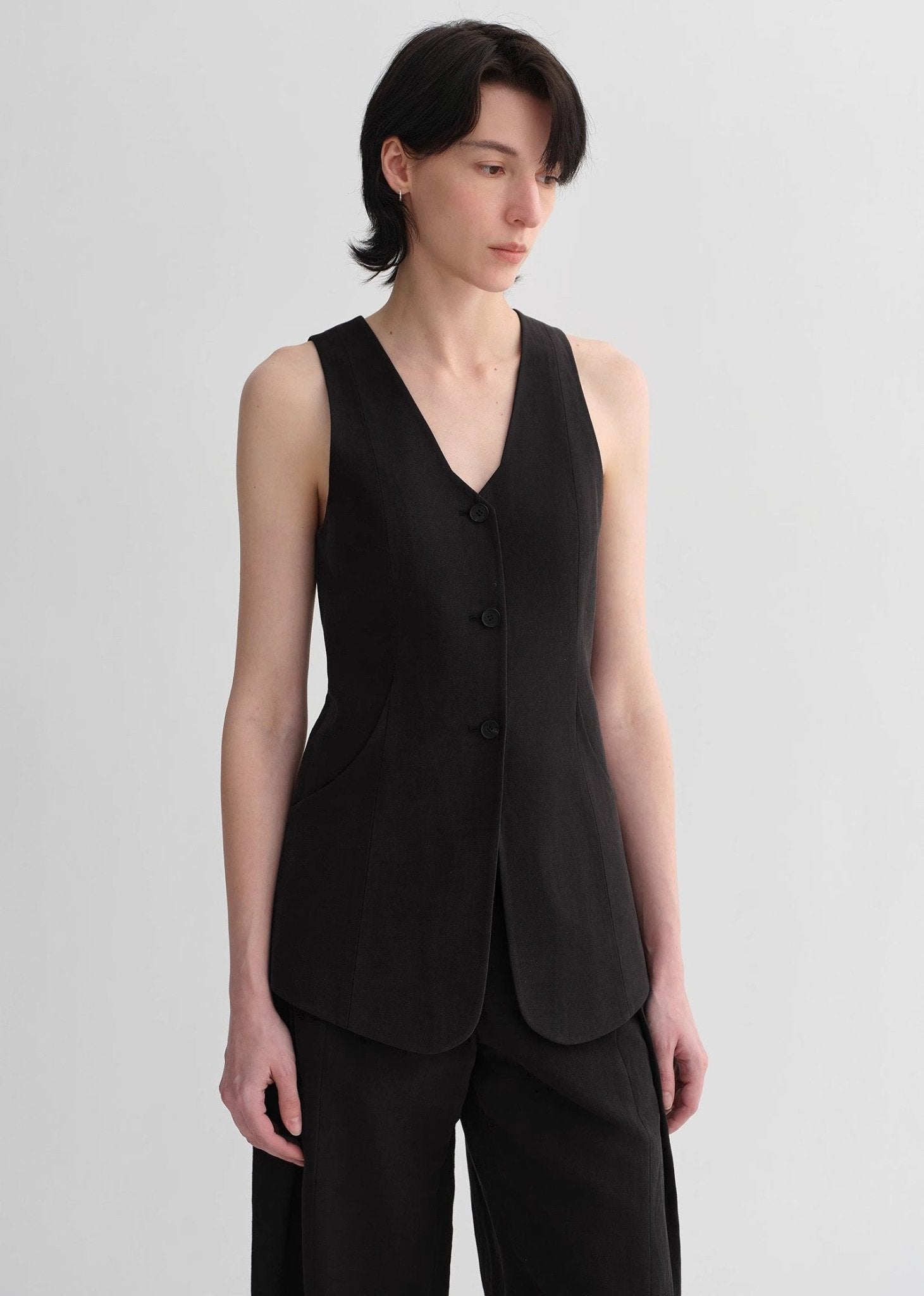 Mulberry silk linen V - neck vest summer suit for women - variant_title