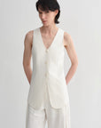 Mulberry silk linen V - neck vest summer suit for women - variant_title