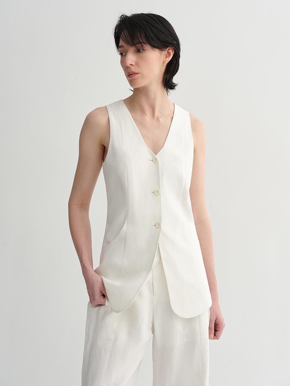 Mulberry silk linen V - neck vest summer suit for women - variant_title