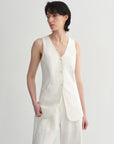 Mulberry silk linen V - neck vest summer suit for women - variant_title