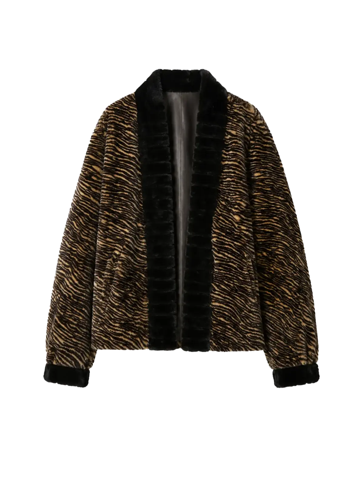 Multiple Stripes brown striped Rex rabbit fur jacket front product view