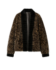 Multiple Stripes brown striped Rex rabbit fur jacket front product view