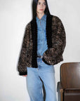 "Multiple Stripes" Retro Personalized Stripe Print Delicate V - Neck Rex Rabbit Fur Jacket - variant_title