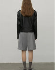 Murasaki River lambskin biker jacket - Black back model view