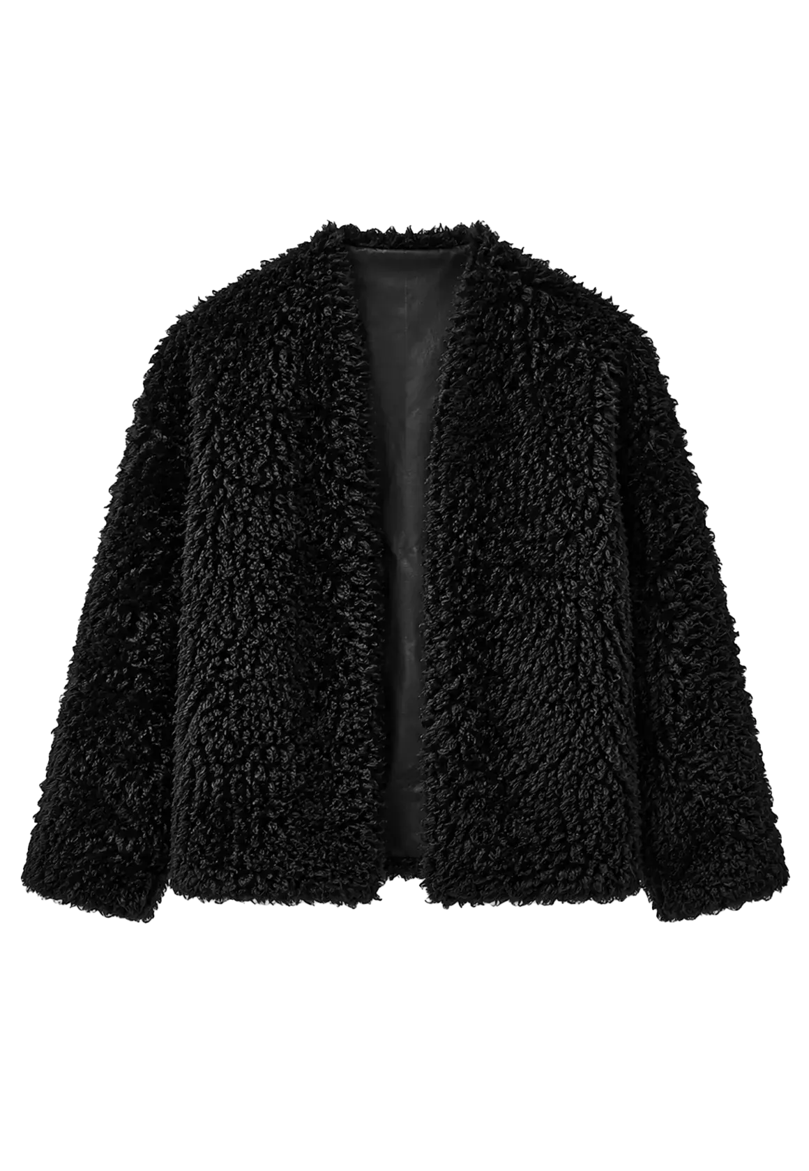 My Little Curly black Toscana shearling jacket front product view