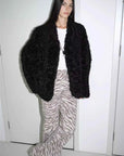 My Little Curly black Toscana shearling jacket sleeve detail