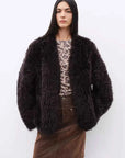 My Little Curly black Toscana shearling jacket placket detail