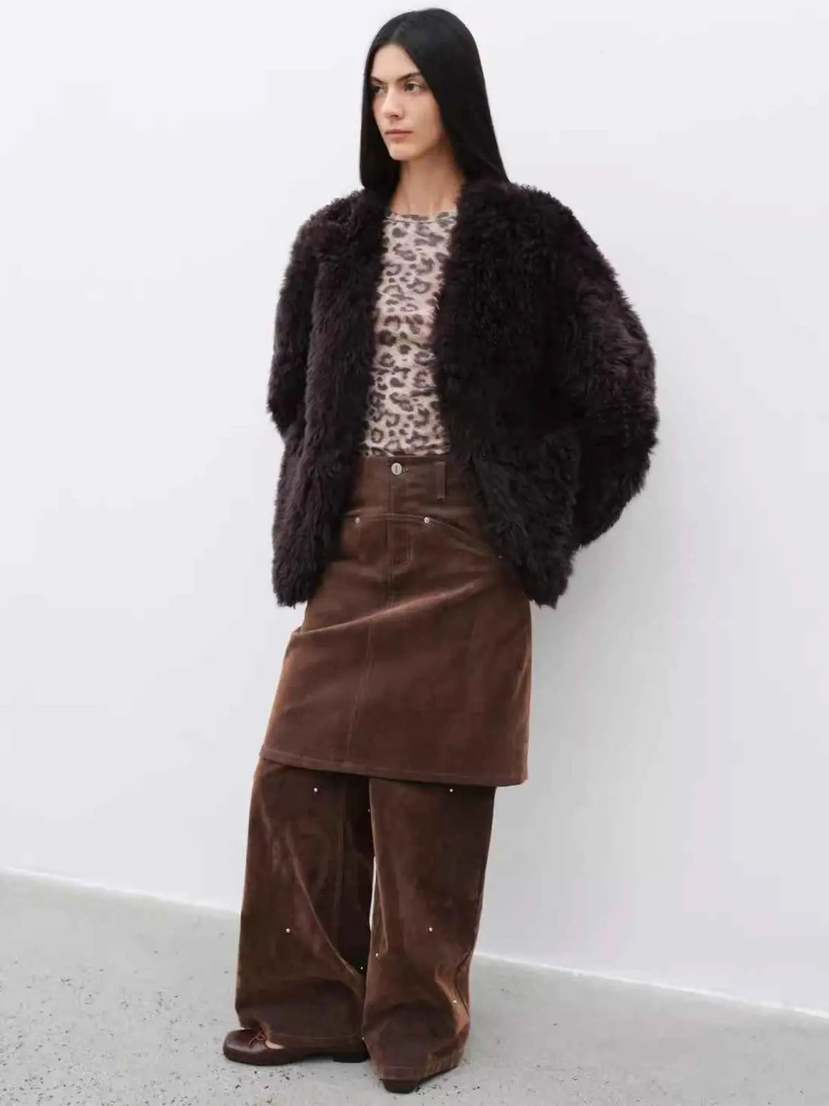 My Little Curly black Toscana shearling jacket pocket detail