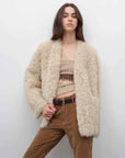My Little Curly black Toscana shearling jacket styling detail