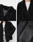 My Little Curly black Toscana shearling jacket material detail