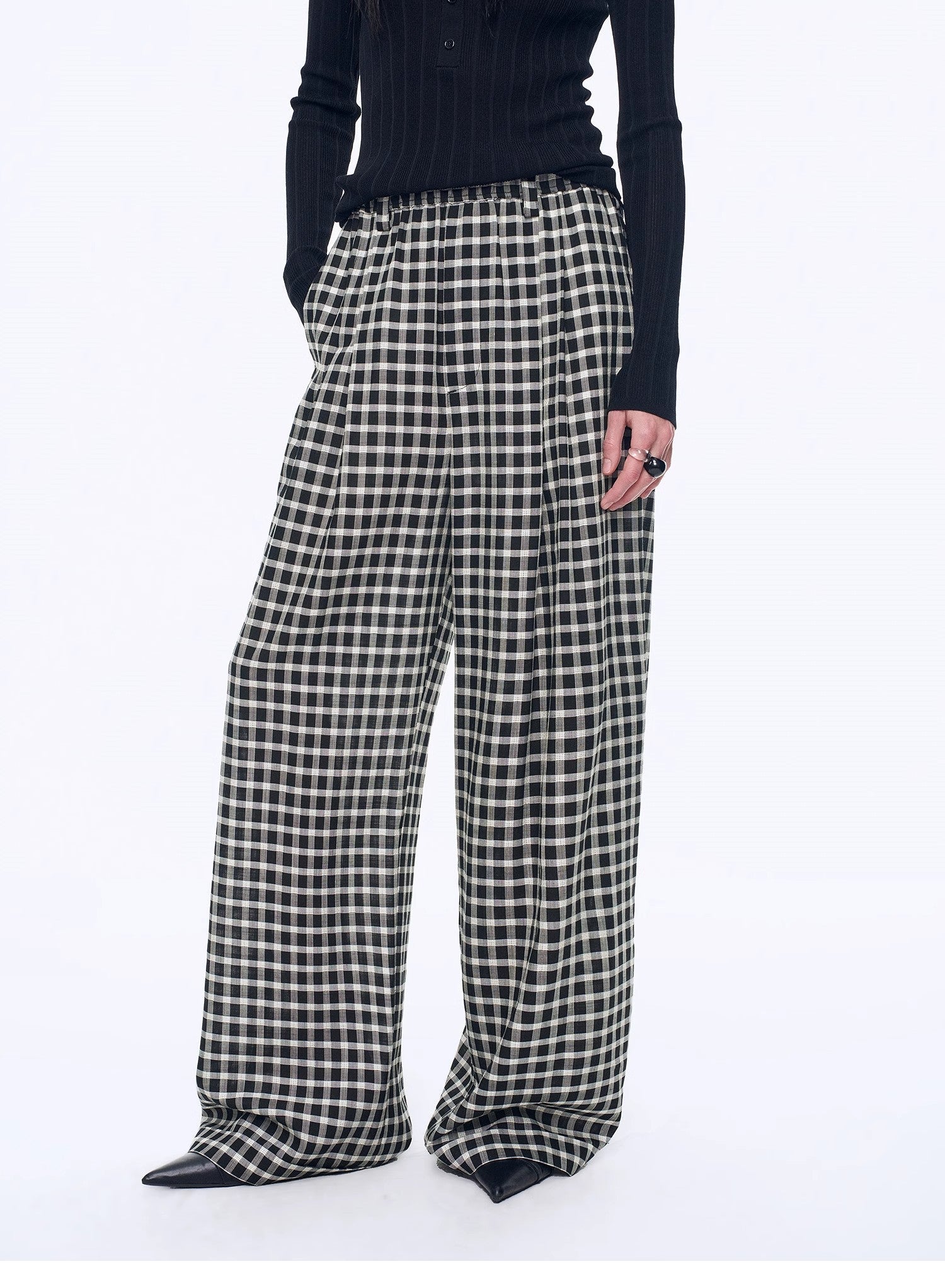 National Style Tencel Acetate Jacquard/Drape Linen Plaid Retro Casual Pants Spring"Plaid Accent" - variant_title