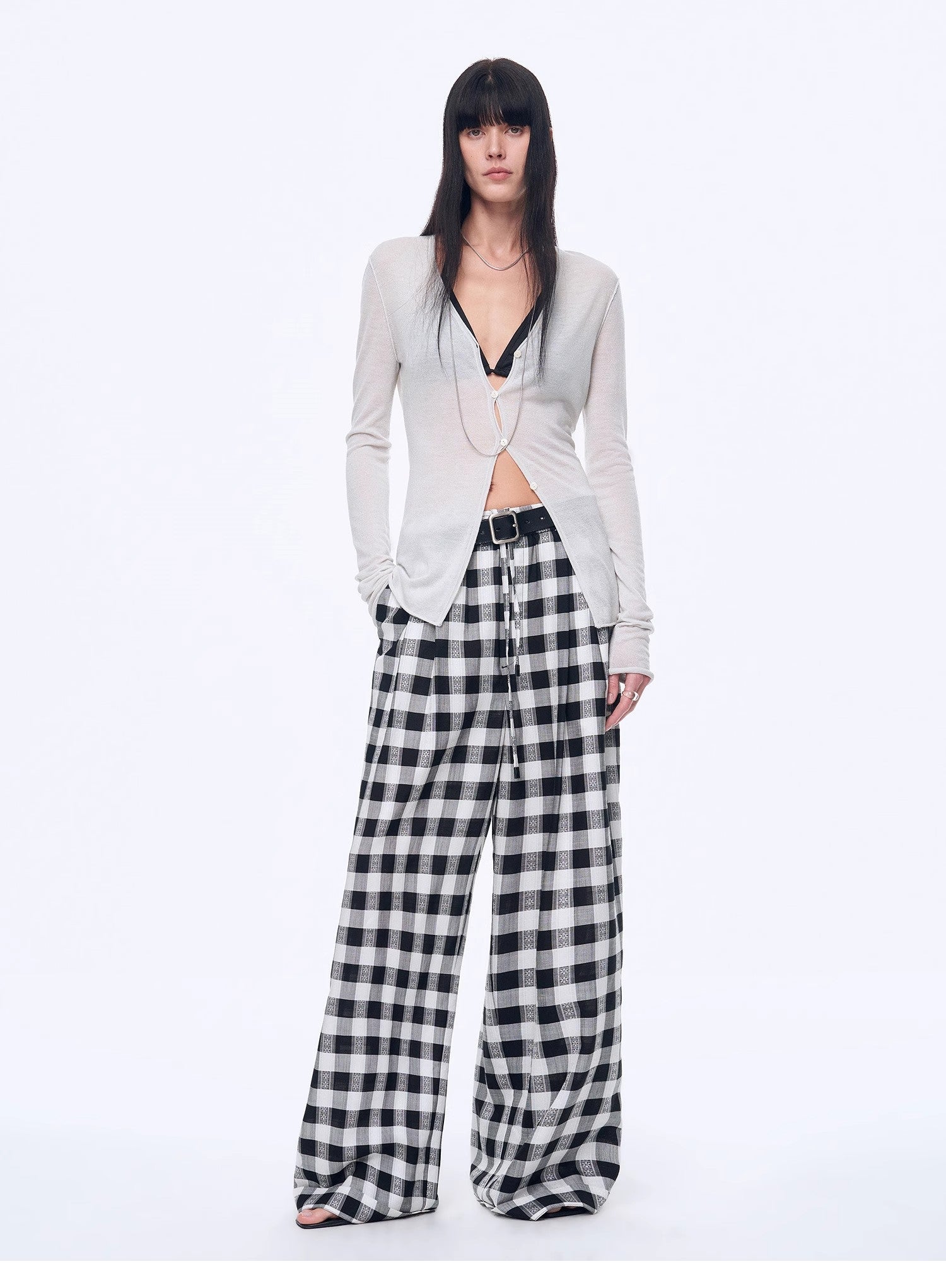 National Style Tencel Acetate Jacquard/Drape Linen Plaid Retro Casual Pants Spring"Plaid Accent" - variant_title