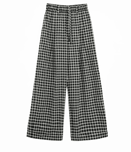 National Style Tencel Acetate Jacquard/Drape Linen Plaid Retro Casual Pants Spring"Plaid Accent" - variant_title