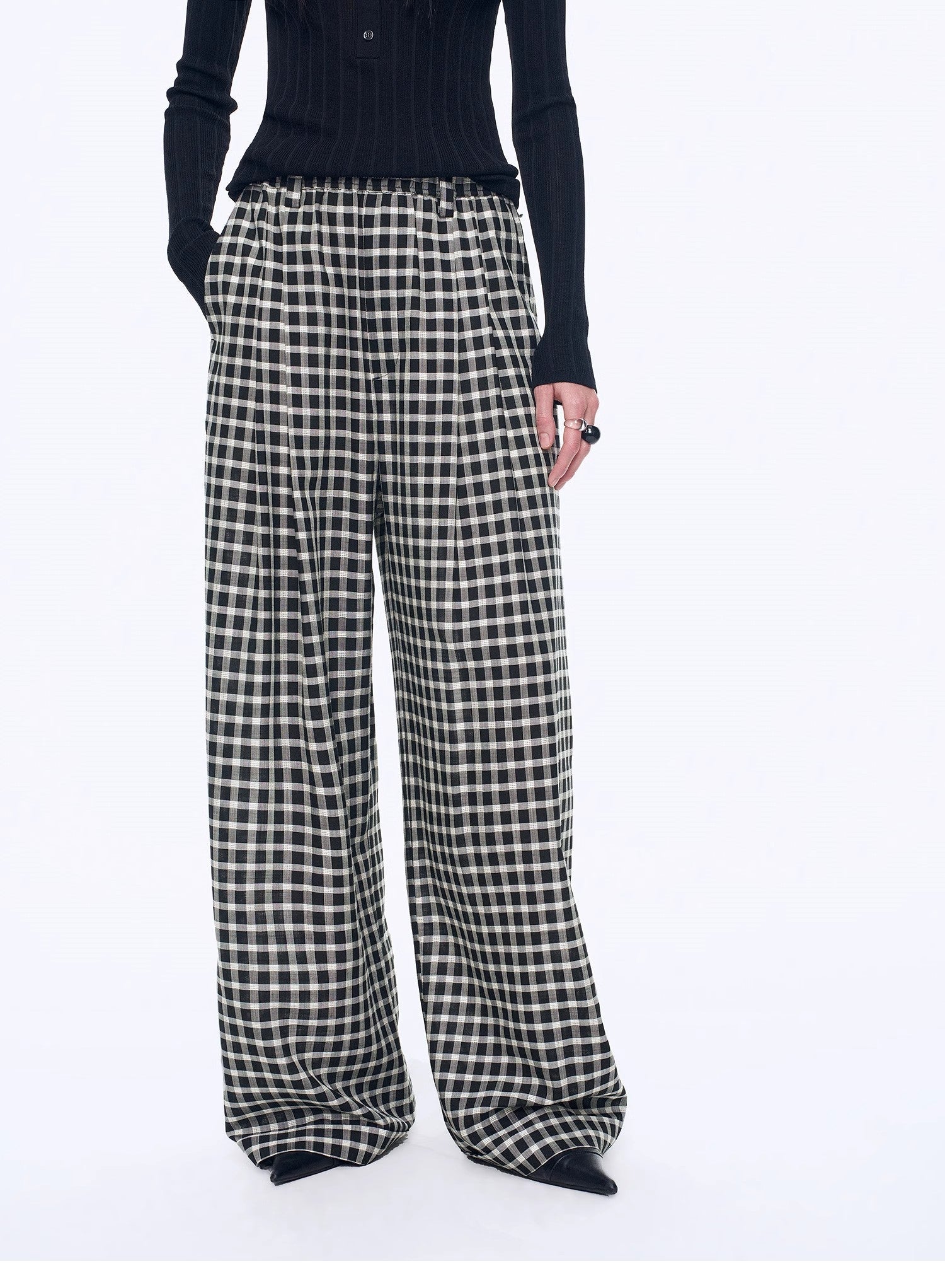 National Style Tencel Acetate Jacquard/Drape Linen Plaid Retro Casual Pants Spring"Plaid Accent" - variant_title