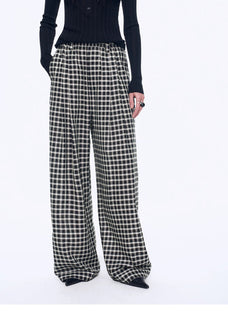 National Style Tencel Acetate Jacquard/Drape Linen Plaid Retro Casual Pants Spring"Plaid Accent" - variant_title