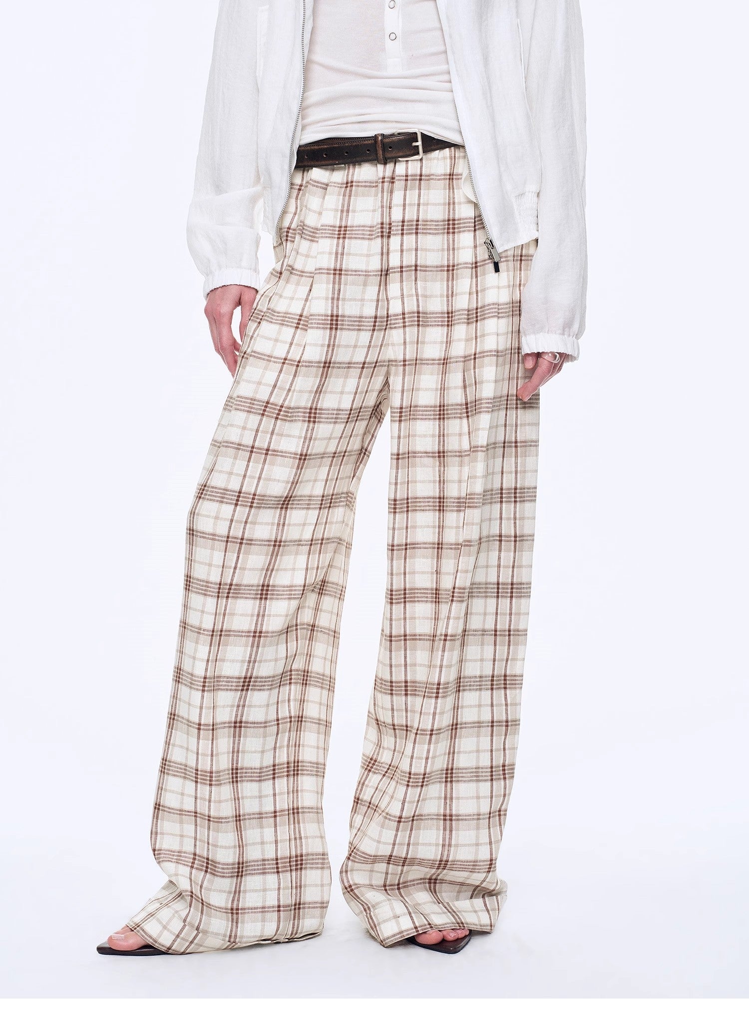 National Style Tencel Acetate Jacquard/Drape Linen Plaid Retro Casual Pants Spring"Plaid Accent" - variant_title
