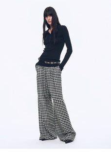 National Style Tencel Acetate Jacquard/Drape Linen Plaid Retro Casual Pants Spring"Plaid Accent" - variant_title