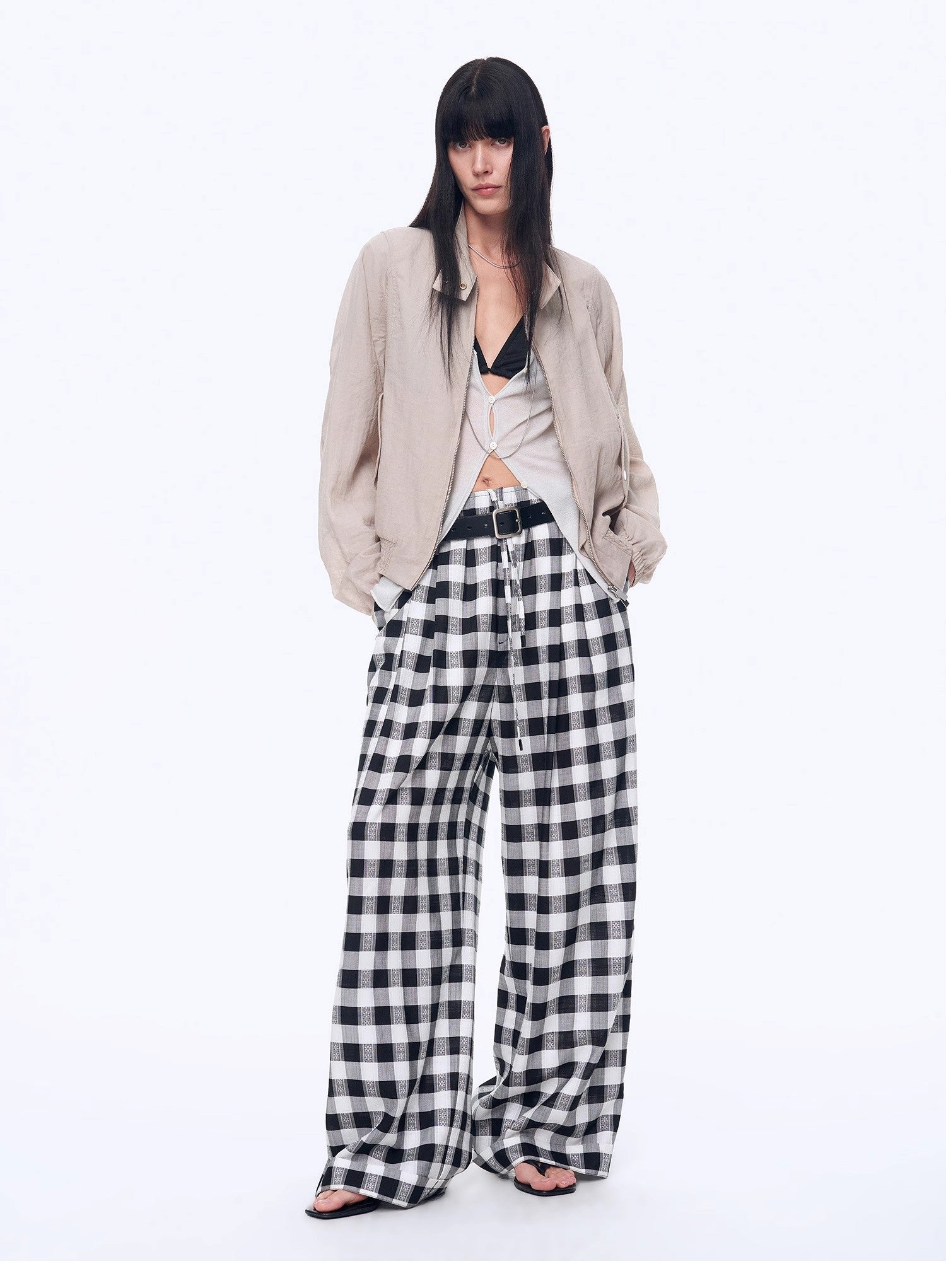 National Style Tencel Acetate Jacquard/Drape Linen Plaid Retro Casual Pants Spring"Plaid Accent" - variant_title